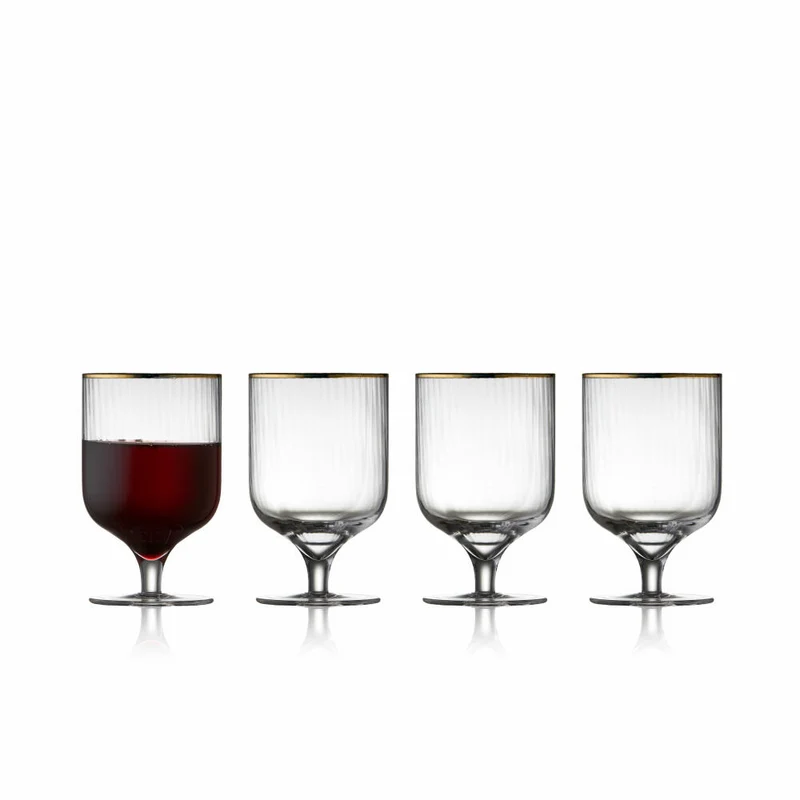 Lyngby Glas Weinglas Palermo Gold 4er Set, Glas mit Goldkante, Klar, 300 ml, 12058
