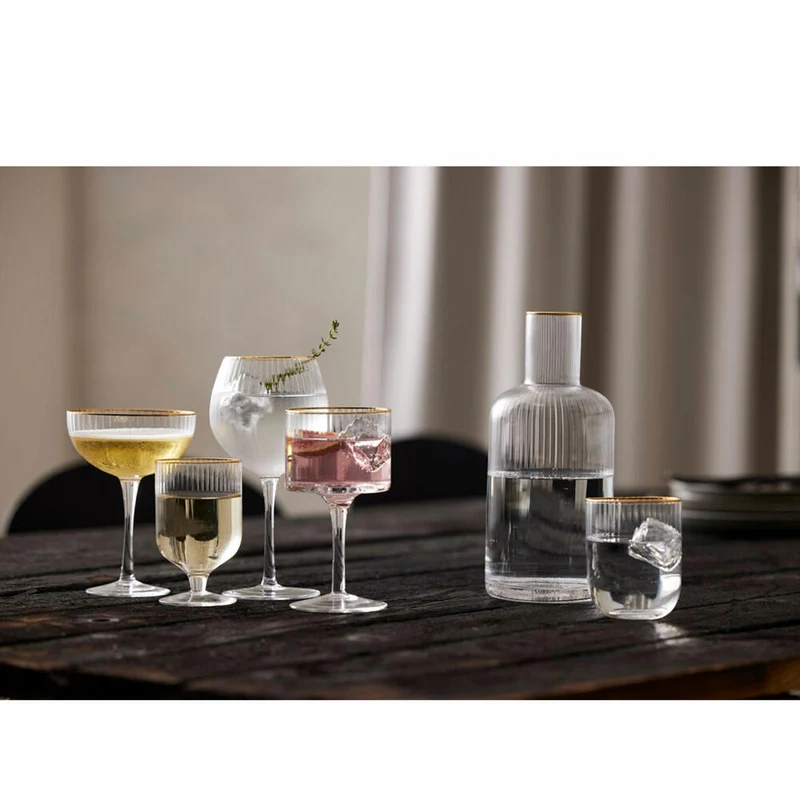 Lyngby Glas Gin & Tonic-Glas Palermo Gold 4er Set, Glas mit Goldkante, Klar, 650 ml, 12061