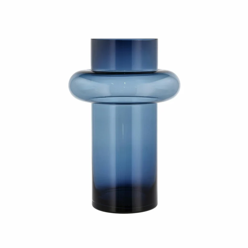 Lyngby Glas Vase Tube, längliche Dekovase, Blumenvase, Glas, Dark Blue, 40 cm, 23555