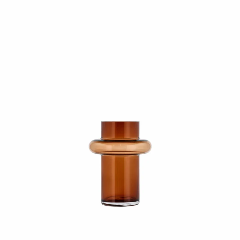 Lyngby Glas Vase Tube, längliche Dekovase, Blumenvase, Glas, Amber, 20 cm, 23556