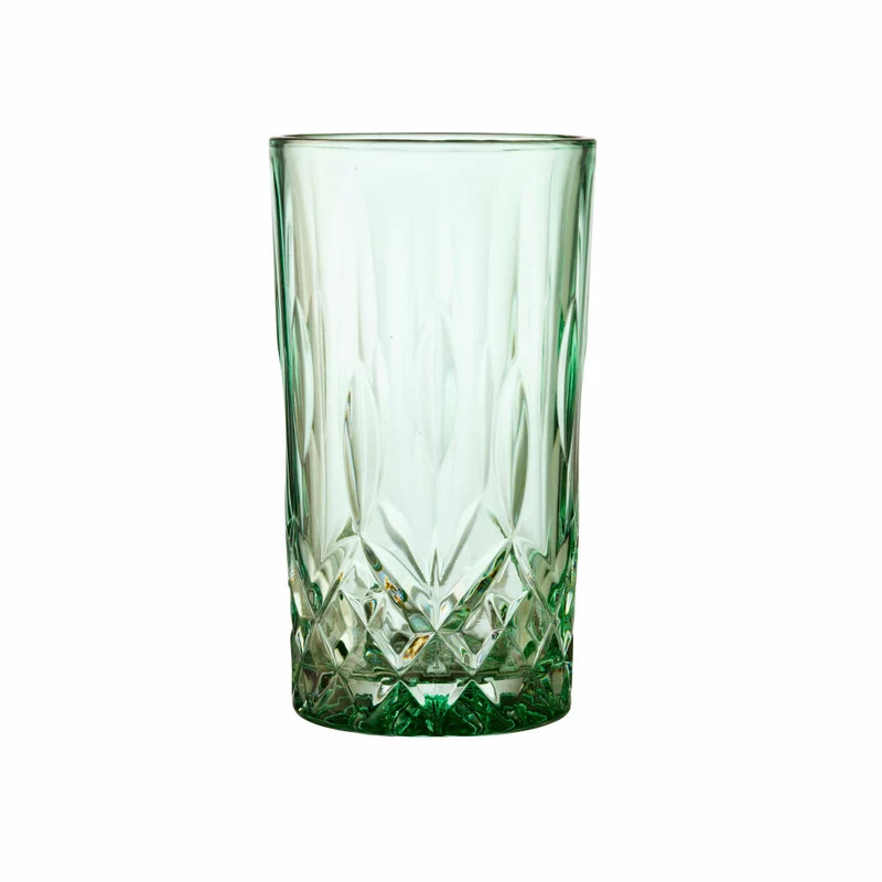 Lyngby Glas Highballglas Sorrento 4er Set, Longdrinkgläser, Cocktailgläser, Glas, Grün, 380 ml, 27779
