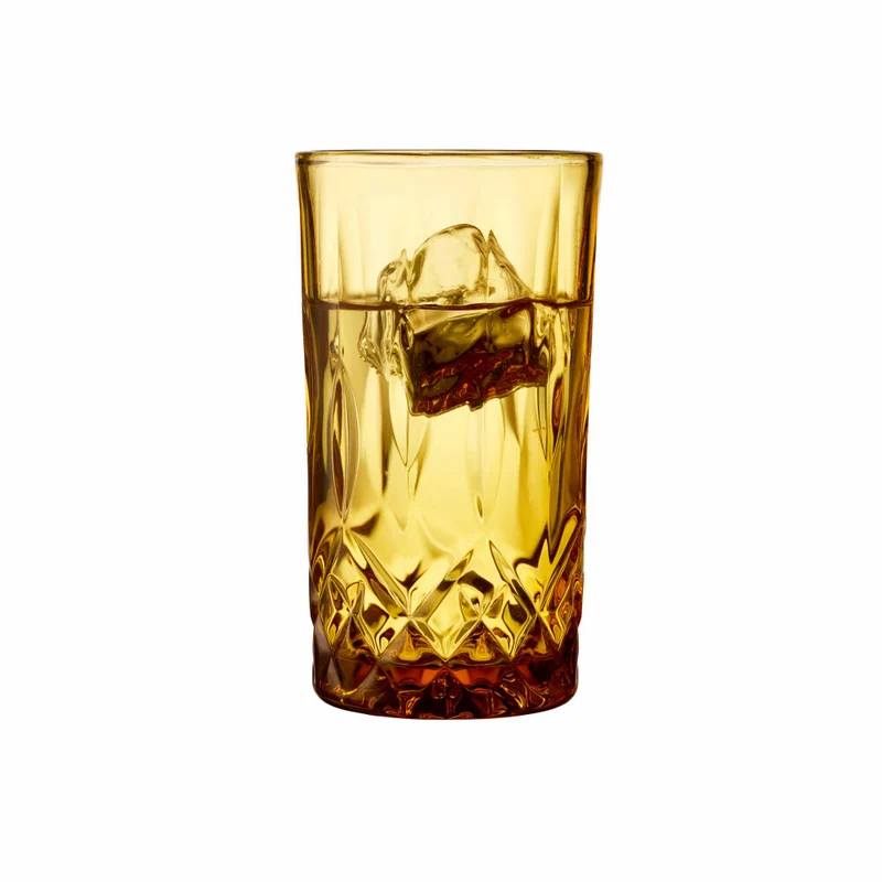 Lyngby Glas Highballglas Sorrento 4er Set, Longdrinkgläser, Cocktailgläser, Glas, Amber, 380 ml, 27782