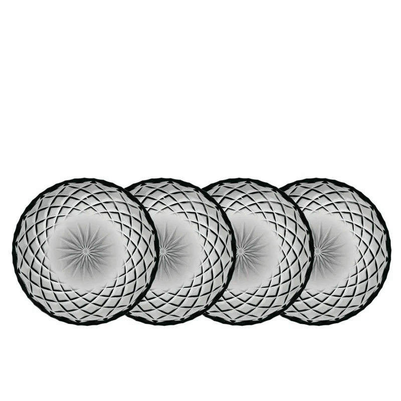 Lyngby Glas Teller Sorrento 4er Set, Dessertteller, Glas, Smoke, 16 cm, 27801