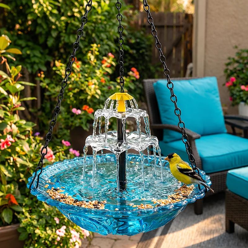 BirdbathFountain - Solarbetriebener Hängender Vogelbad-Schichtbrunnen