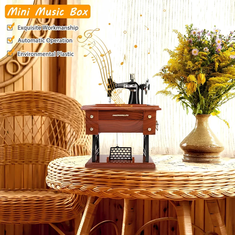 MusicalMachine: Antike Vintage-Nähmaschine Musikdose