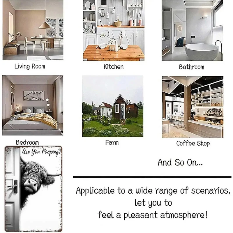 CowFrame™ – Lustiges Rustikales Highland Cow Rahmen Badezimmer Schild