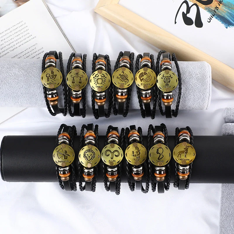 Jewelance™ ZodiacBracelet 1+1 KOSTENLOS: Verstellbares Vintage Charm Zodiac Zeichen Armband