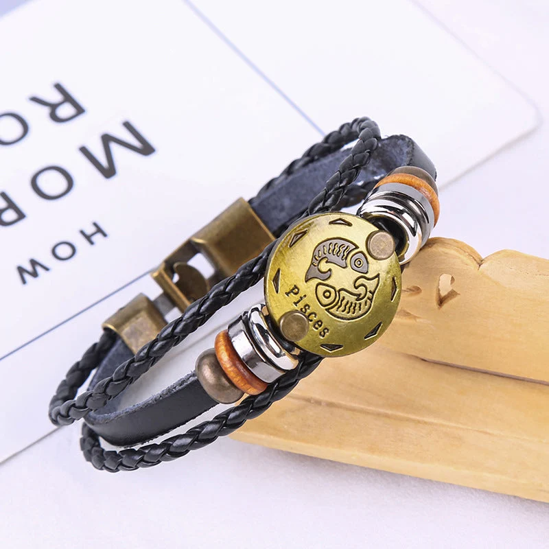 Jewelance™ ZodiacBracelet 1+1 KOSTENLOS: Verstellbares Vintage Charm Zodiac Zeichen Armband