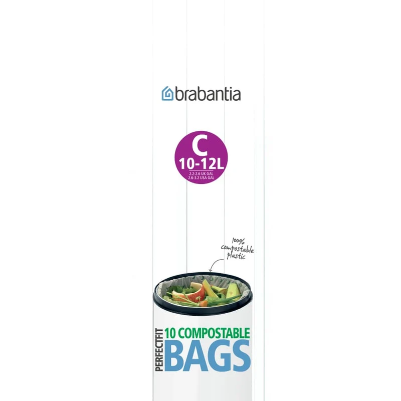 Brabantia kompostierbare Müllbeutel, 12 Liter, Code C und K (Twin Bin)