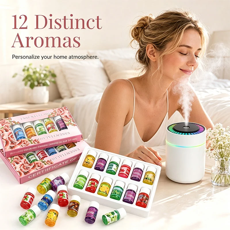 DiffuserSet: 12 Düfte Raumduft Diffuser Öl Set Mit Mini-Luftbefeuchter