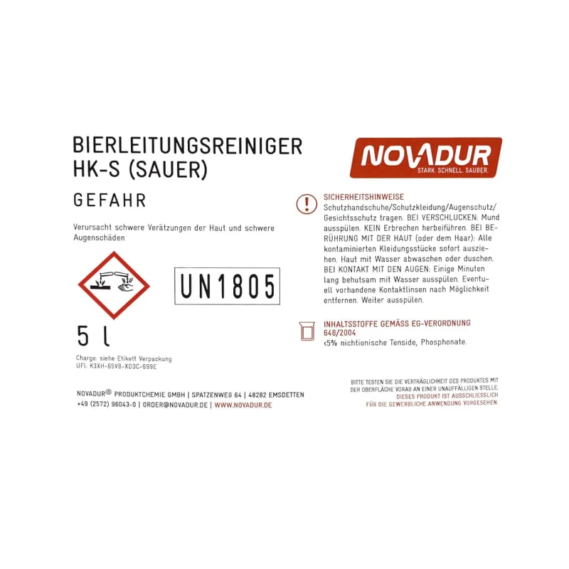 NOVADUR Bierleitungsreiniger HK-S, sauer