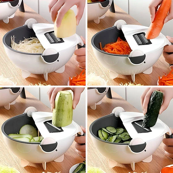 Globetrek° KitchenSlicer - Multifunktionaler Küchen Schneider Mit Korb Abfluss