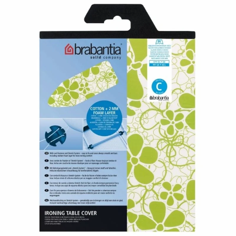 Brabantia Ersatz-Bügeltischbezug Größe C, 124 x 45 cm, Baumwolle, 2 mm Polster