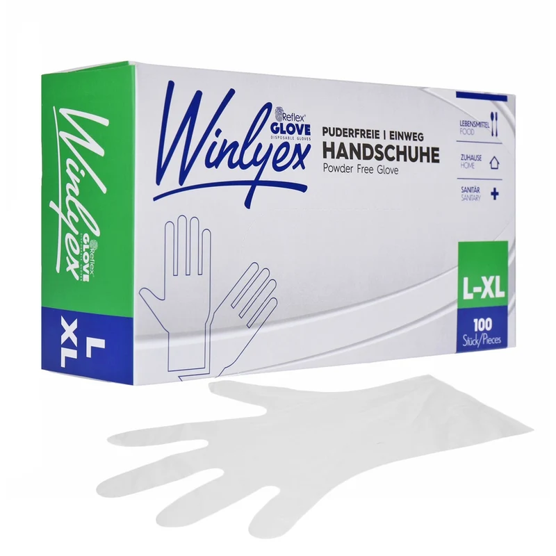 Reflex Winlyex 100x Puderfreie Einweghandschuhe L/XL
