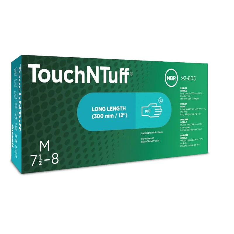 Ansell TouchNTuff 92-605 Nitril-Einweghandschuh mit Stulpe