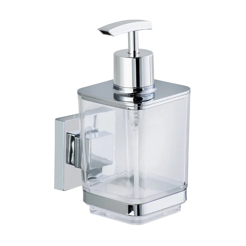 WENKO Quadro Vacuum-Loc Seifenspender 330 ml, Edelstahl