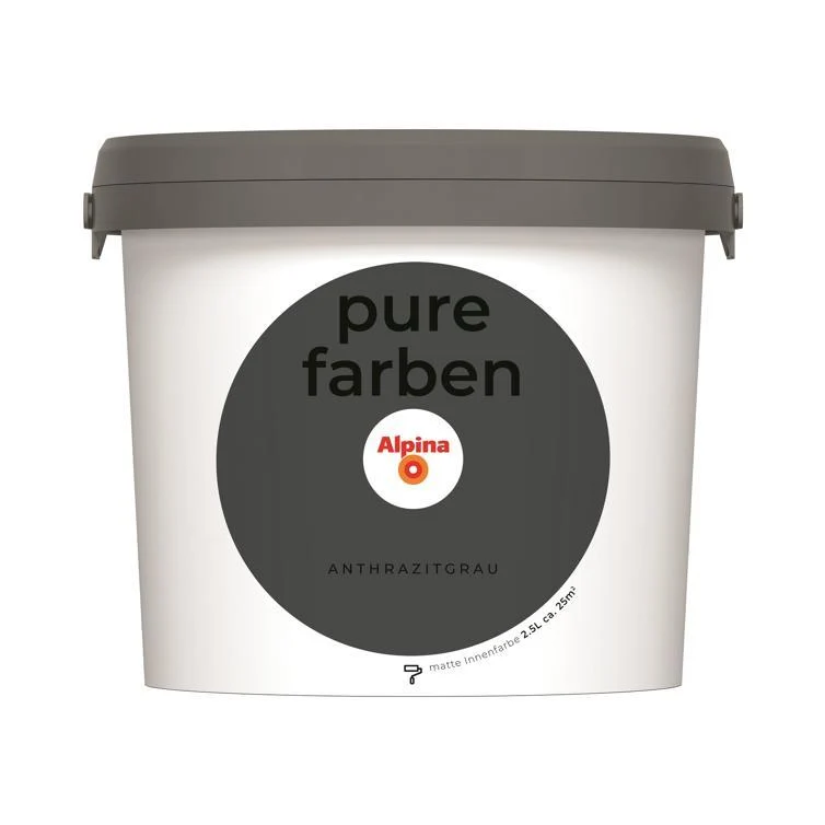 Wandfarbe Pure Farben 2,5L Hochwertige Innenwandfarbe für Wohnräume atmungsaktiv