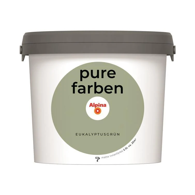 Wandfarbe Pure Farben 2,5L Hochwertige Innenwandfarbe für Wohnräume atmungsaktiv