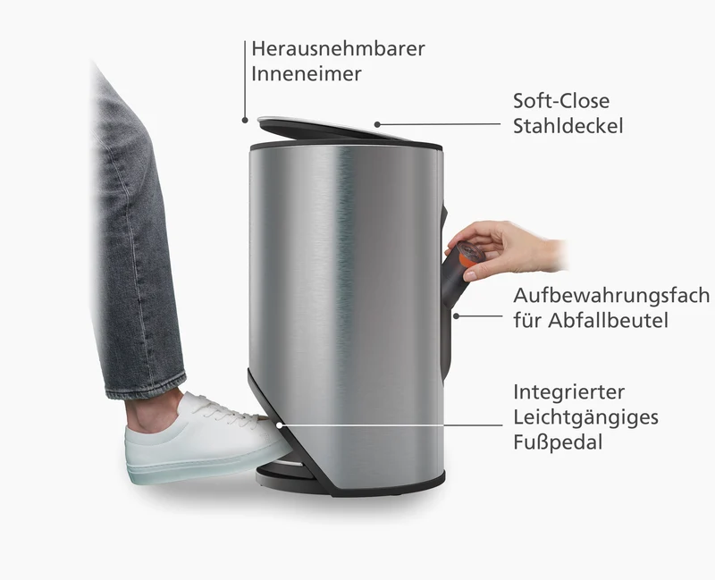 Arc™ 10L Easy-push Edelstahl-Treteimer