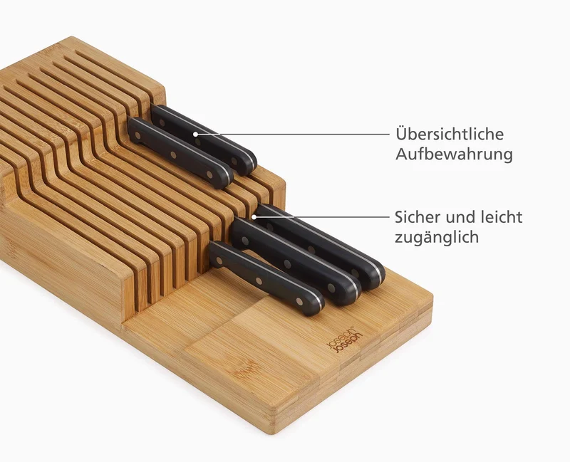 DrawerStore™ aus Bambus, großer zweistufiger Messerkasten