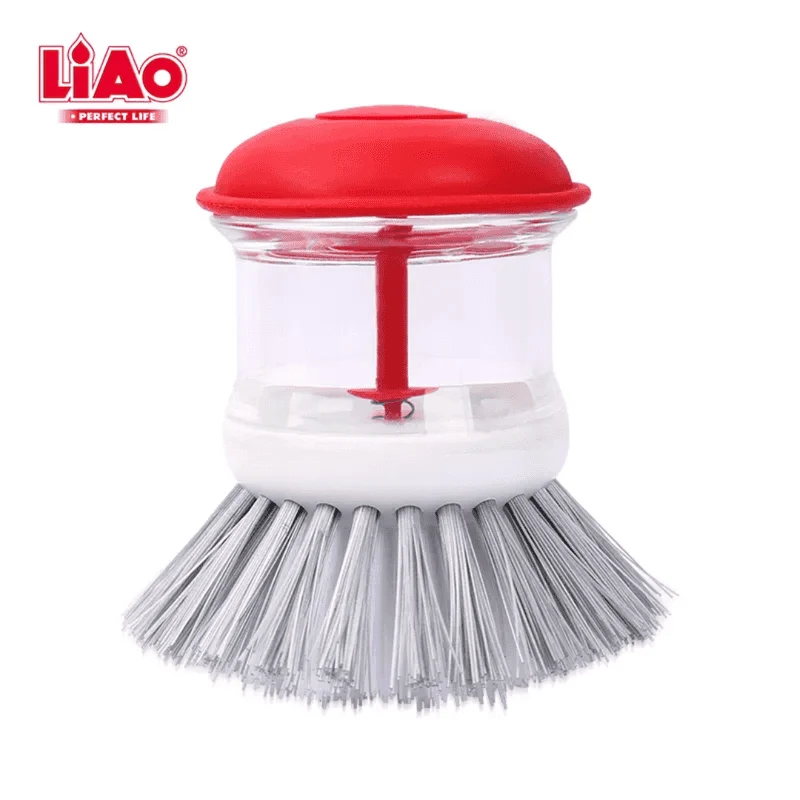 LiAO Round Hand Scrub Kitchen Brush with Dispenser