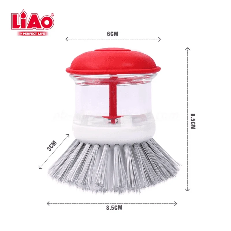 LiAO Round Hand Scrub Kitchen Brush with Dispenser