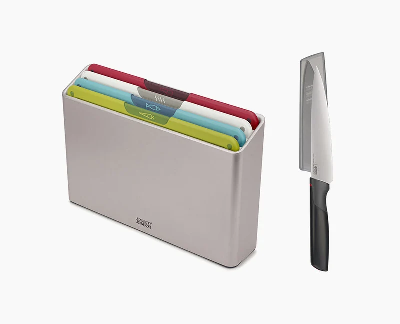 Folio™ Icon 4-teiliges farbcodiertes Schneidebrett-Set mit Kochmesser