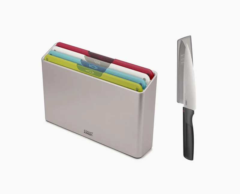 Folio™ Icon 4-teiliges farbcodiertes Schneidebrett-Set mit Kochmesser