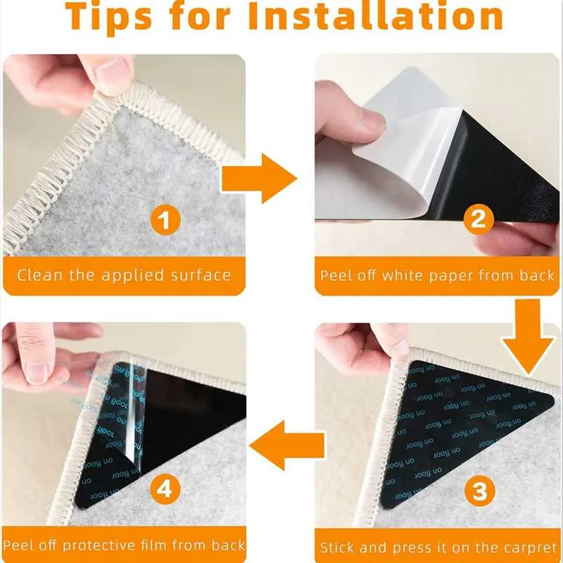 4PCS Rug Gripper Pad Non-Slip Self Adhesive