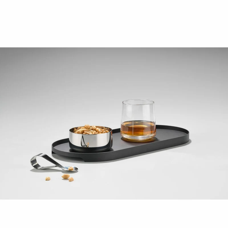 Zone Denmark Tablett Singles, Oval, Serviertablett, Dekotablett, Metall / Eisen, Black, 35 x 16 cm, 332040