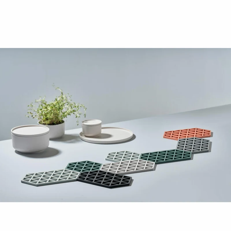 Zone Denmark Untersetzer Triangles, Glasuntersetzer, Getränkeuntersetzer, Silikon, Cool Grey, 330226