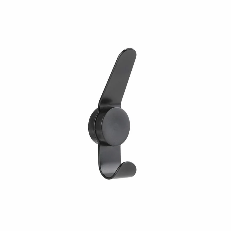Zone Denmark Haken Puck Hook Double, Wandhaken, Wandgarderobe, Wand Haken, Doppelhaken, ABS, Black, 23 cm, 330255