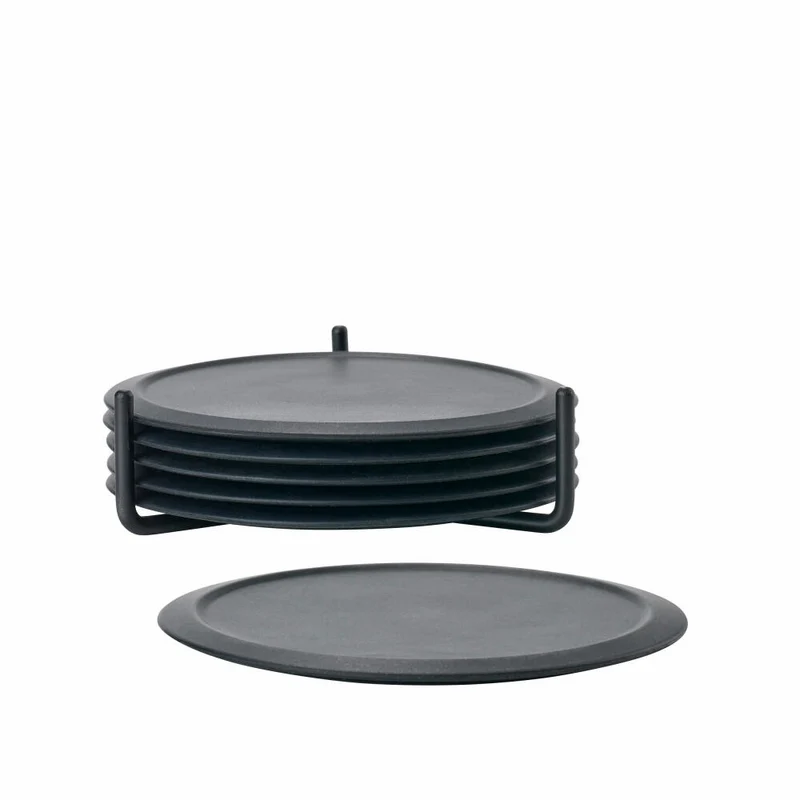 Zone Denmark Glasuntersetzer Singles, mit Halter, Untersetzer, Getränkeuntersetzer, Silikon, Black, 330303