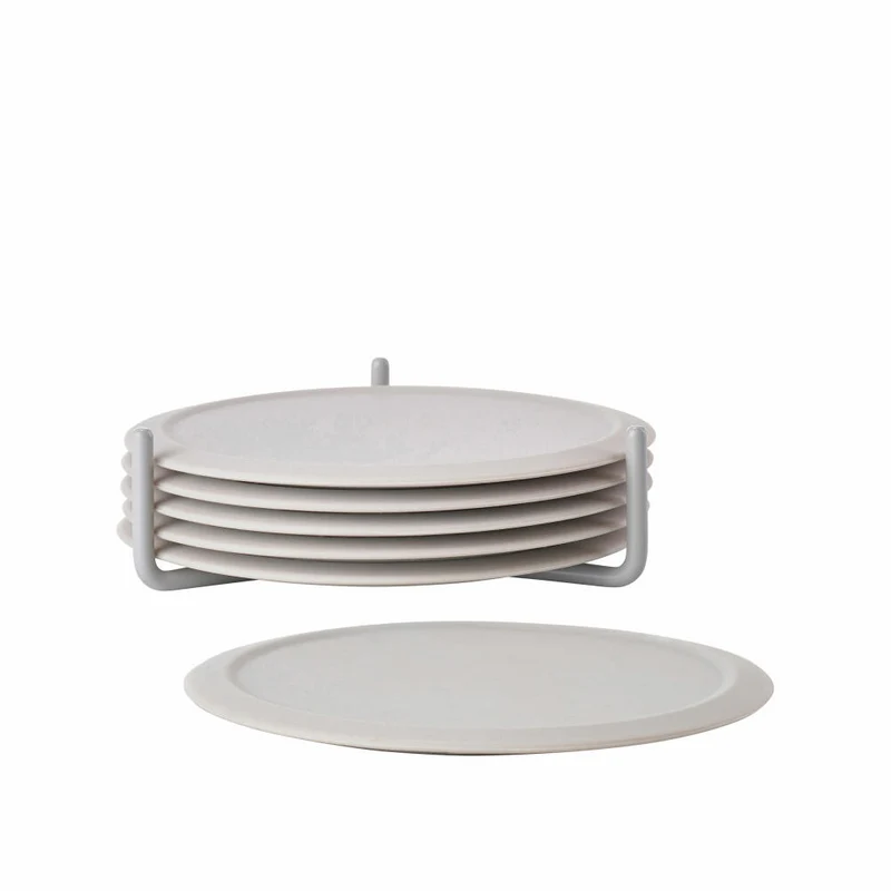 Zone Denmark Glasuntersetzer Singles, mit Halter, Untersetzer, Getränkeuntersetzer, Silikon, Warm Grey, 330305