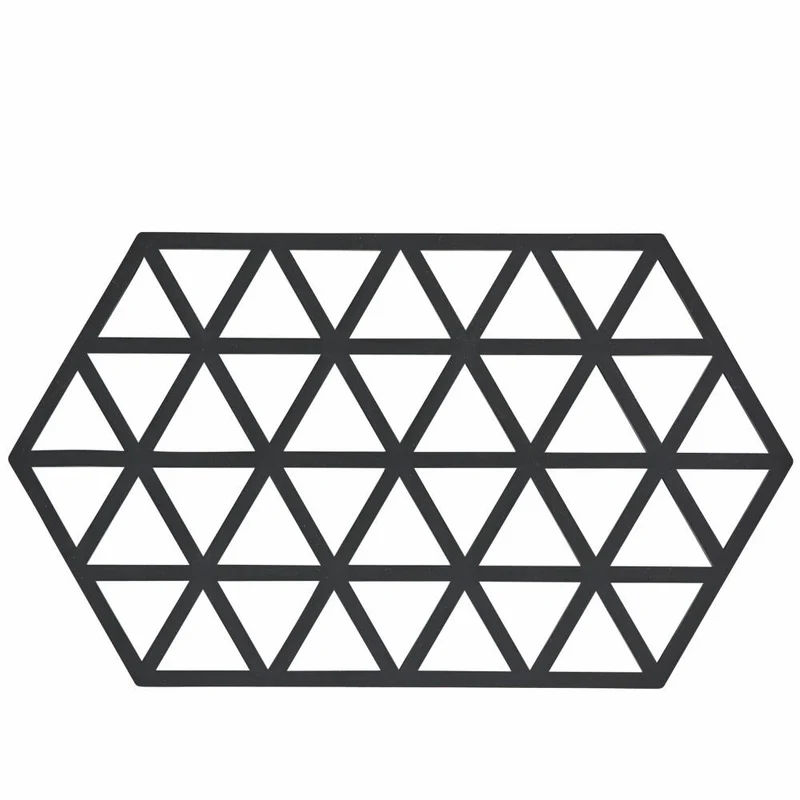 Zone Denmark Untersetzer Triangles, Topfuntersetzer, Pfannenuntersetzer, Silikon, Black, L 24 cm, 330311
