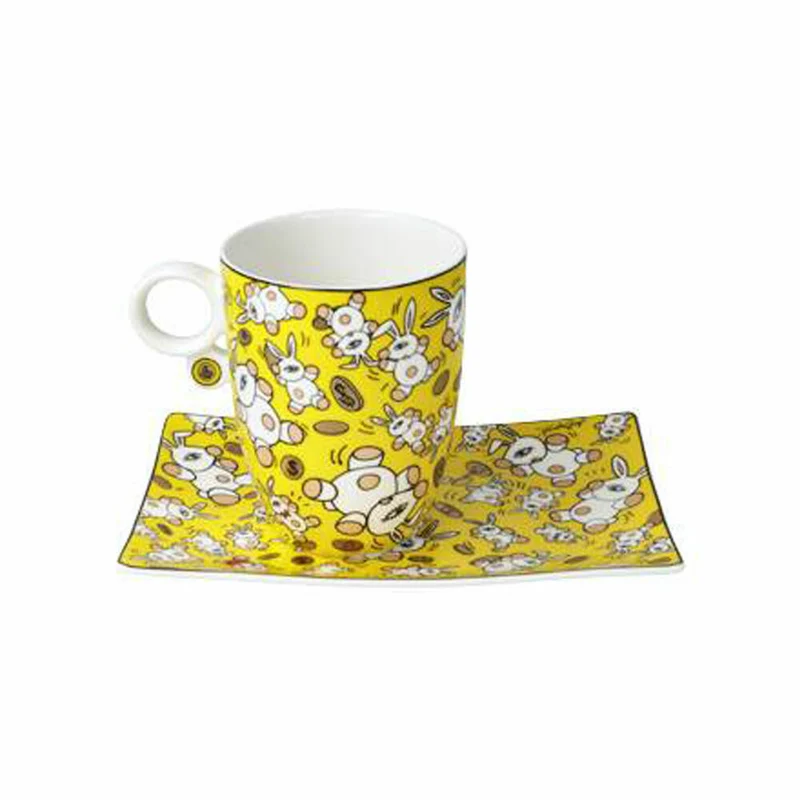 Goebel Künstlertasse mit Untertasse Mauro Bergonzoli - Magic Bunny Gold, Tasse, Kaffeetasse, Teetasse, Fine Bone China, 67180021