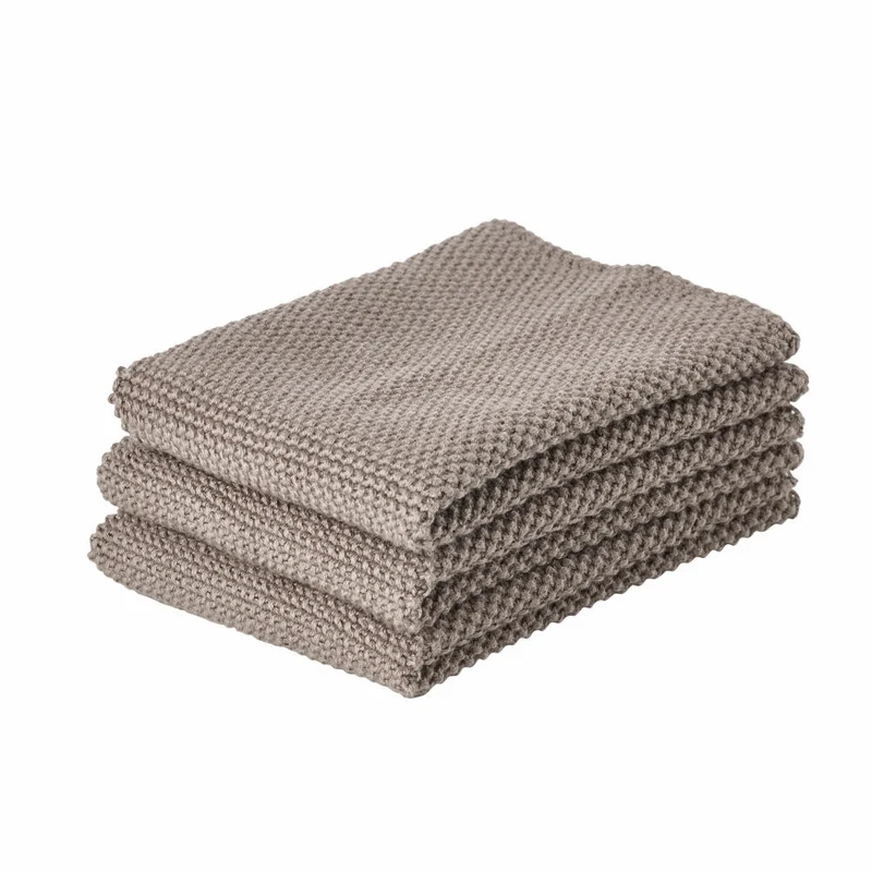 Zone Denmark Putzlappen, 3er Set, Putztuch, Putztücher, Reinigungstuch, Baumwolle, Taupe, 27 x 27 cm, 331242