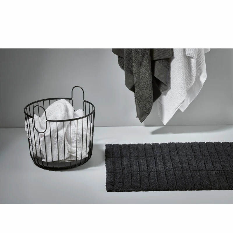 Zone Denmark Badematte Tiles, Badteppich, Badvorleger, Duschvorleger, Baumwolle, Black, 80 x 50 cm, 331847