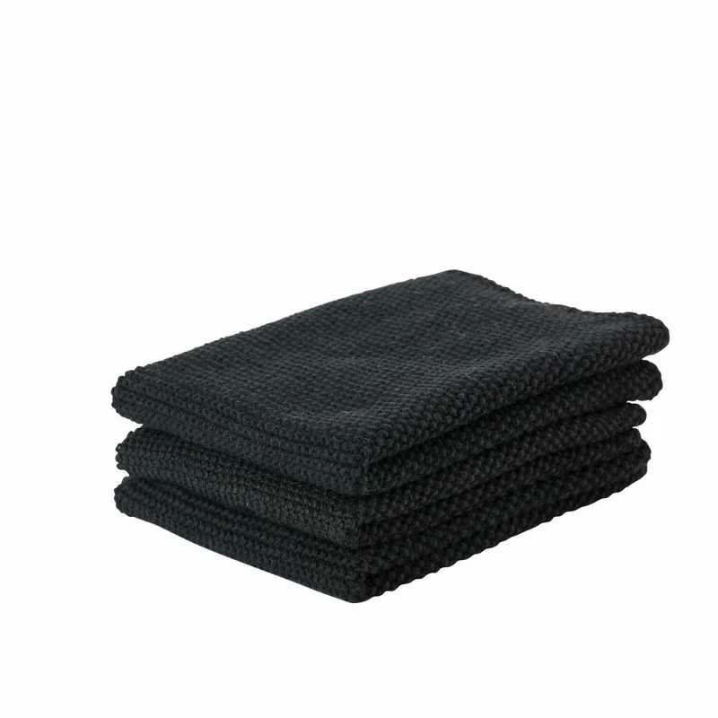 Zone Denmark Putzlappen, 3er Set, Putztuch, Putztücher, Reinigungstuch, Baumwolle, Black, 27 x 27 cm, 330409