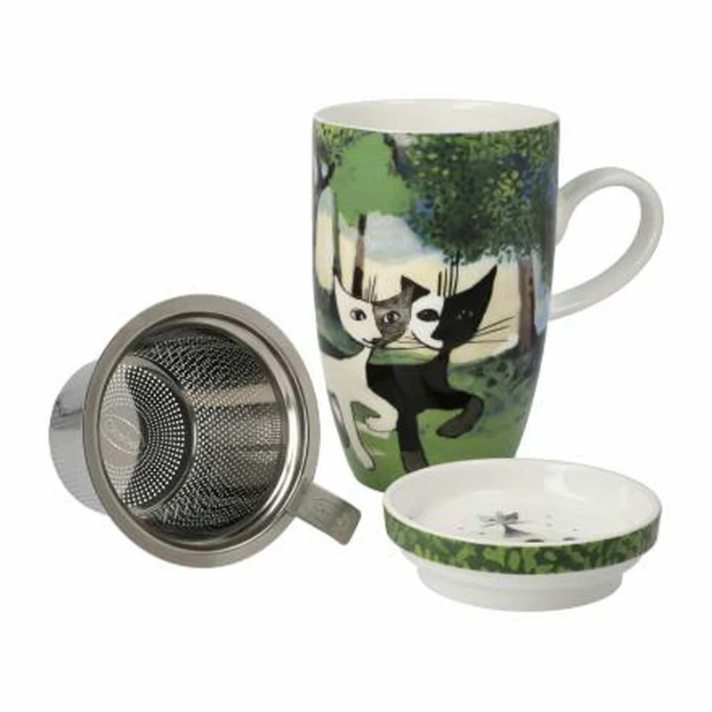 Goebel Teetasse mit Deckel und Sieb Una passeggiata nel verde, Tee Tasse, Fine Bone China, 66861361
