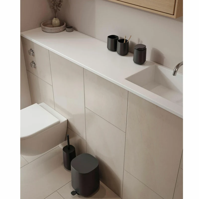 Zone Denmark Toilettenbürste Time, Toilettenbürstengarnitur, WC-Garnitur, Klobürste, Beton / ABS, Black, 28117