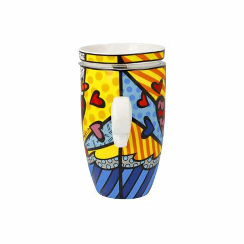 Goebel Teetasse mit Deckel und Sieb Romero Britto - A New Day, Tee Tasse, Fine Bone China, 66453221
