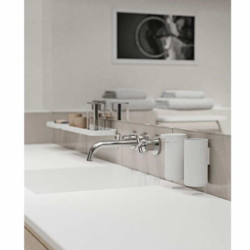 Zone Denmark Zahnbürstenbecher Rim, mit Wandhalterung, Zahnputzbecher, Aluminium / ABS, White, H 13.6 cm, 14491