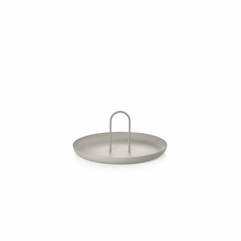 Zone Denmark Tablett Singles, mit Handgriff, Serviertablett, Dekotablett, Metall / Eisen, Warm Grey, Ø 30 cm, 24379