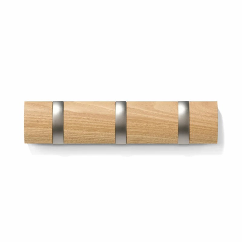 Umbra Wandgarderobe Flip mit 3 Haken, Garderobenleiste, Natur, 30 x 6 cm, 318853-390