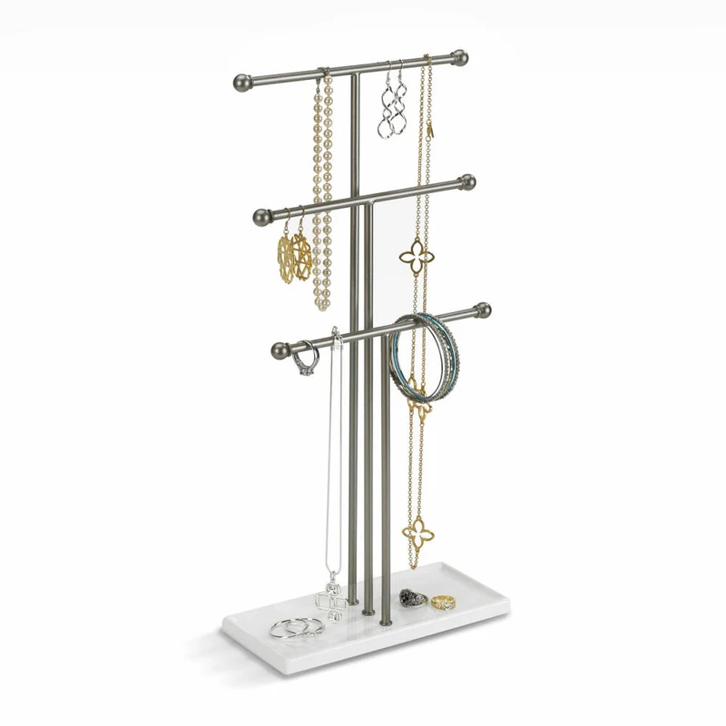 Umbra Schmuckbaum Trigem, Schmuckständer, Stahl, Weiß / Nickel, 48 cm, 1017310-491
