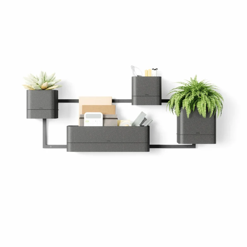 Umbra Wandpflanzkasten Cubiko 4-tlg., Blumenkästen, PP-Kunststoff, Schwarz, 1018767-040