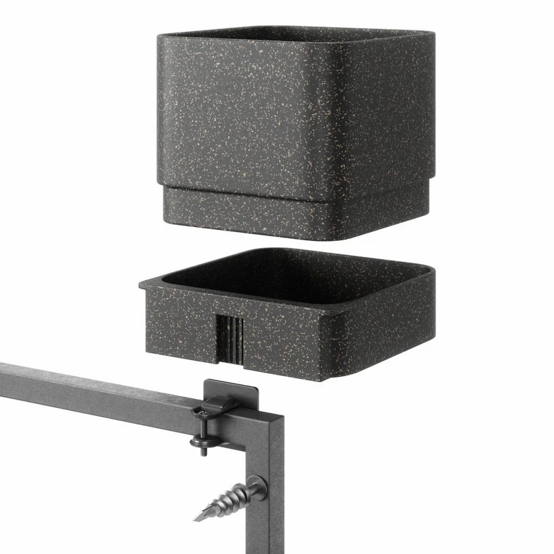 Umbra Wandpflanzkasten Cubiko 4-tlg., Blumenkästen, PP-Kunststoff, Schwarz, 1018767-040