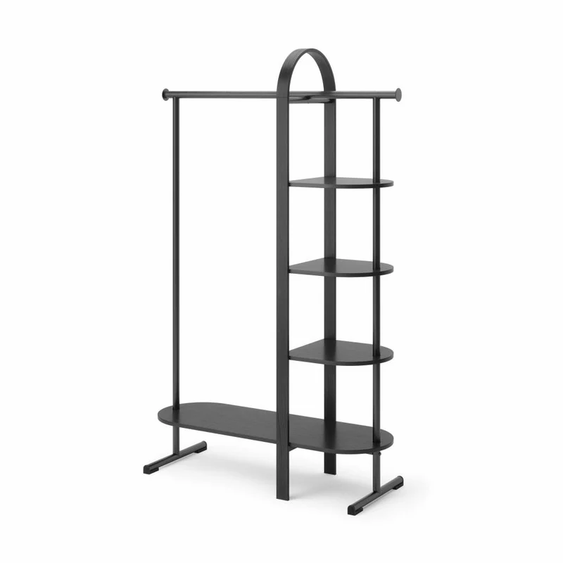 Umbra Kleiderständer Bellwood, Flurgarderobe mit Ablage, Holz, Schwarz, 106 x 39 x 167 cm, 1019131-040