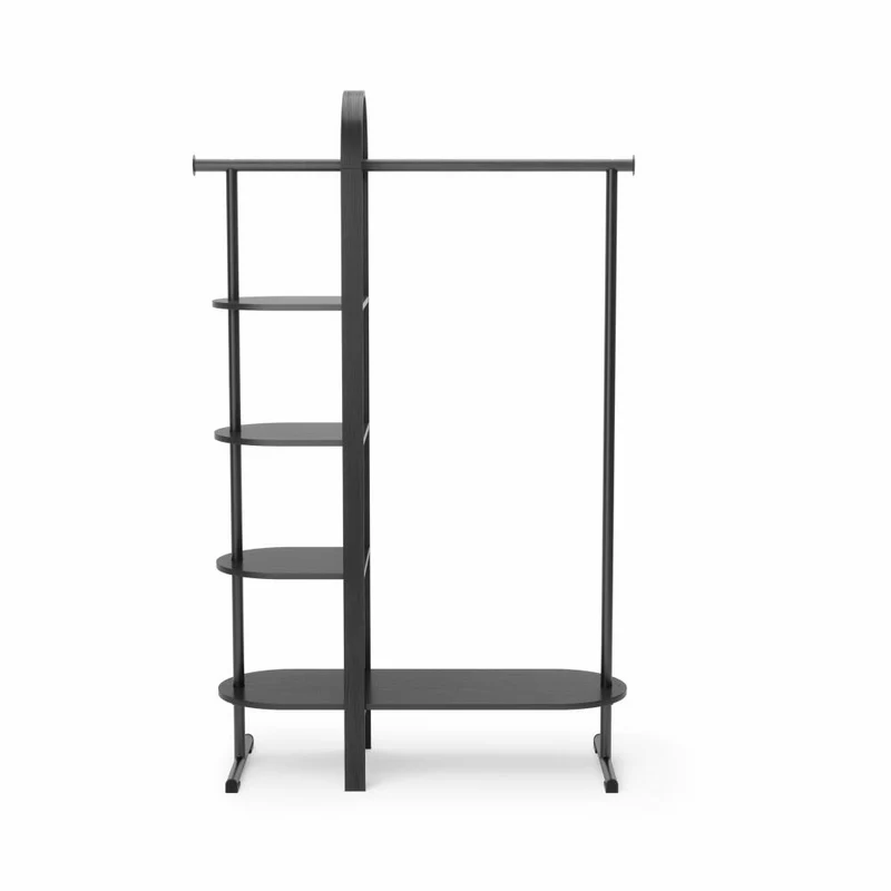 Umbra Kleiderständer Bellwood, Flurgarderobe mit Ablage, Holz, Schwarz, 106 x 39 x 167 cm, 1019131-040